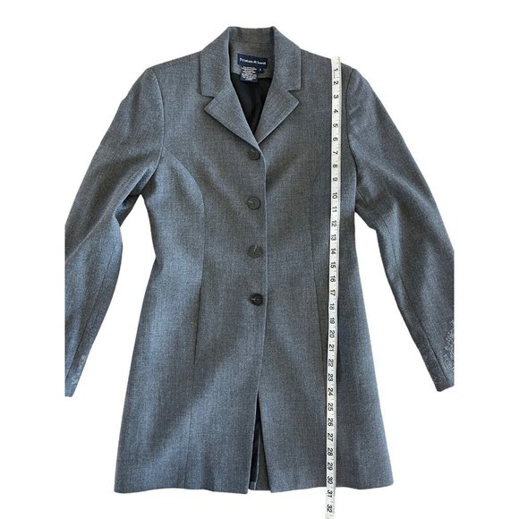 Tristan & Iseut Gray Long Length Embroidered Blazer Jacket‎ Lined Gray Button 2 - Picture 9 of 9
